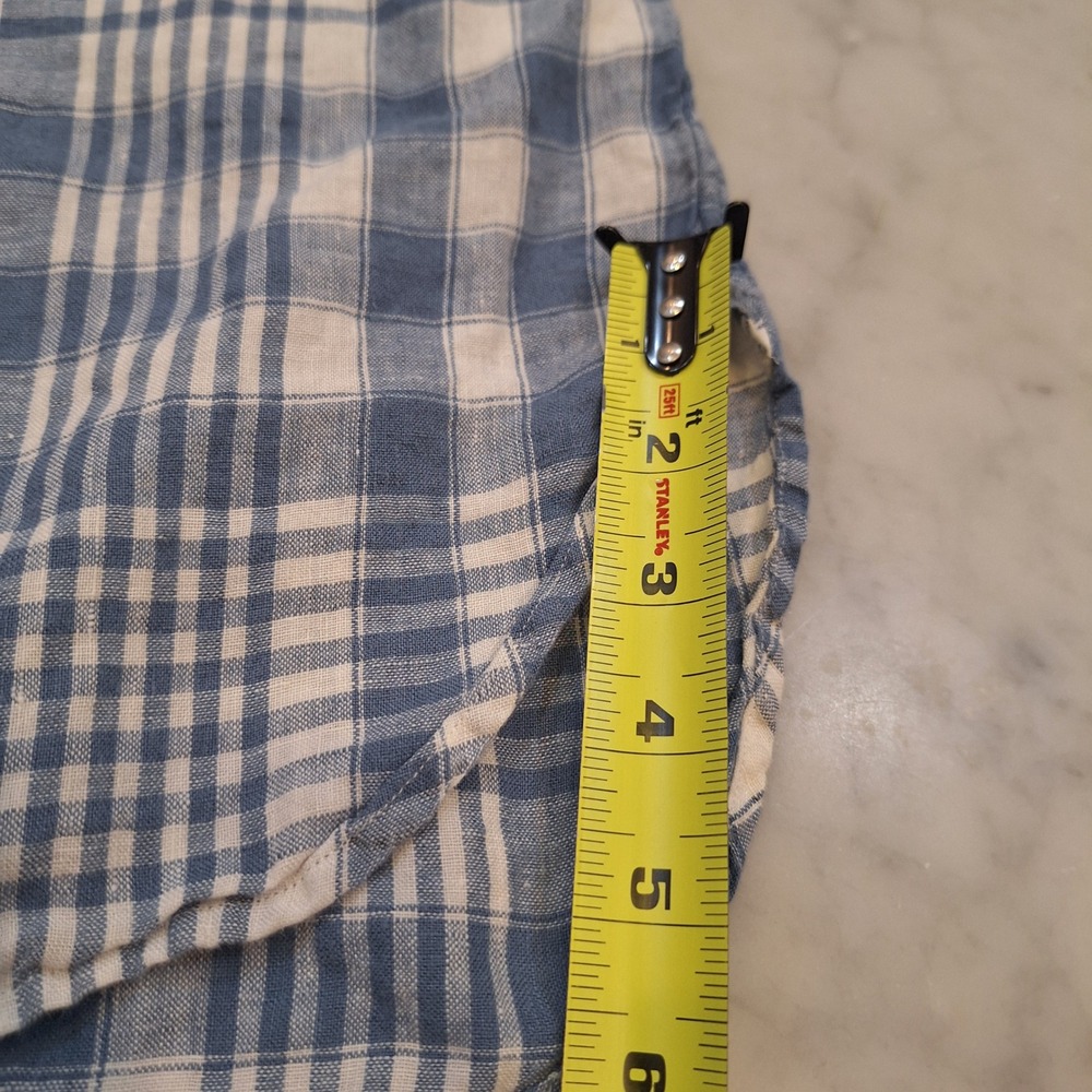 Polo Ralph Lauren Linen Check Pullover Shirt Wom Lg Blue Plaid LS Authenticated - Picture 7 of 11